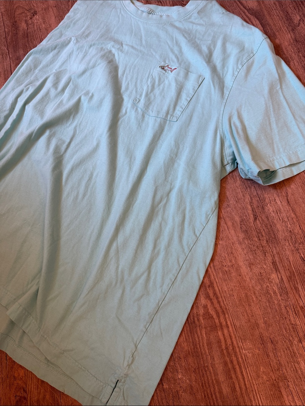 Greg Norman Collection Aqua Pocket Tee with Embroidered Fish - Picture 3 of 3